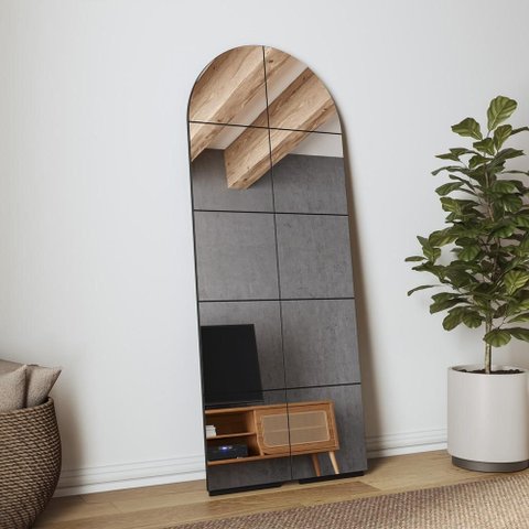 Espelho Decorativo Vertical 72cm Mdf Dalla Costa Casa Lar Cor:preto Fosco