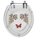 Ver imagem 1 de Tampa de Privada Oval Incolor Decorada Avenca Borboleta