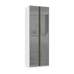 Guarda Roupa Modulado 2 Portas 3 Gavetas 80cm com Vidro Reflecta Prata Prime Luciane Móveis - 1