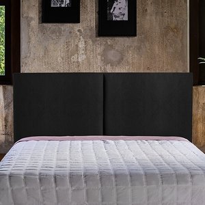 Cabeceira - Painel - Duo 05 - Couro Sintético Preto 10902 - 138x68x07 Meio-Casal