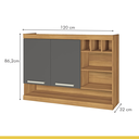 Ver imagem 6 de Cozinha Modulada Burguesa 100% MDF com Balcão Freijó/Cinza Grafite - Nesher