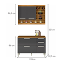 Ver imagem 4 de Cozinha Modulada Burguesa 100% MDF com Balcão Freijó/Cinza Grafite - Nesher
