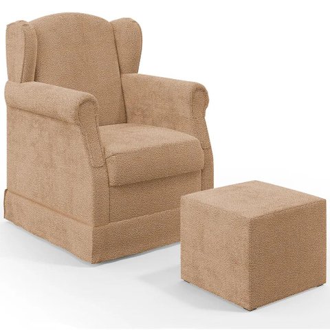 Poltrona de Amamentação com Balanço e Puff Elisa P02 Bouclê - Lyam Decor