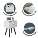 Ver imagem 4 de Conjunto 2 Mesinhas de Cabeceira Retrô 40cm Branco 2 Gavetas Pés Palito Marrom - Enviamos Montado
