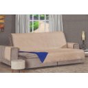 Ver imagem 1 de Protetor de Sofá Retrátil 03 Lugares Matelado Dupla Face Malha Gel:azul e Avelã