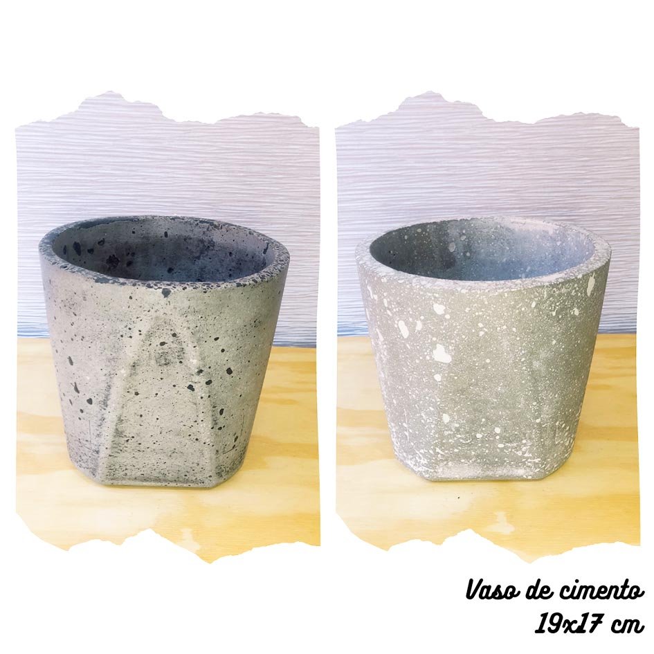 Vaso pote (19x17 cm) de cimento leve para planta:1- Preto - 2