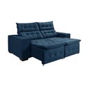 Ver imagem 2 de Sofá Retratil Reclinável 3 Lugares Pillow em Veludo Tamanho 1,90 Azul