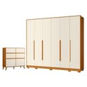 Ver imagem 1 de Guarda Roupa Casal Mercure 6 Portas e Cômoda Sapateira Dora 04 Gavetas e 02 Portas Basculantes