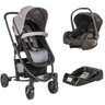 Carrinho Prima Melange Grafite + Bebe Conforto Casulo Click Preto (415) + Base - Kiddo - 1
