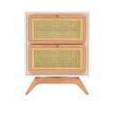 Ver imagem 2 de Mesa de Cabeceira Ricco 2 Gavetas Laca com Palhinha Off White