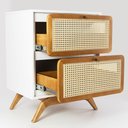 Ver imagem 3 de Mesa de Cabeceira Ricco 2 Gavetas Laca com Palhinha Off White
