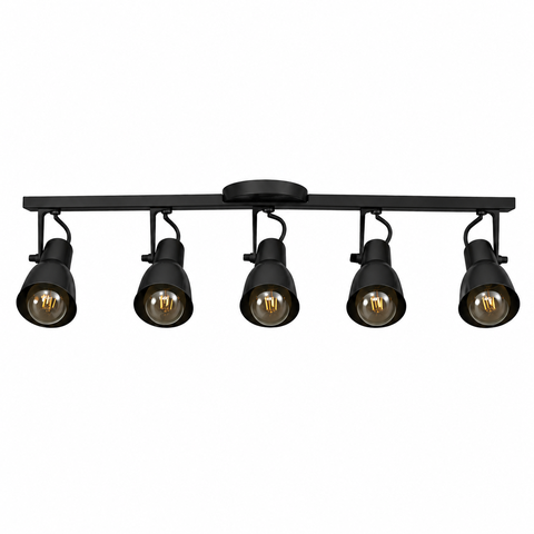 Spot Trilho Light Aluminio Teto e27 5 Luzes Lumini Lab - Preto Fosco