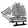 Escultura Decorativo de Madeira Barco Branco e Preto decora o seu Ambiente - 24x5,5cm - 2
