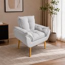 Ver imagem 1 de Poltrona Opala Decorativa com Pés Palito Suede Confortável Cinza 85cm