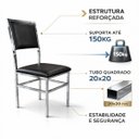 Ver imagem 7 de Kit 4 Cadeiras Flora de Cozinha e Sala de Jantar Reforço Cromada Assento e Encosto Preto