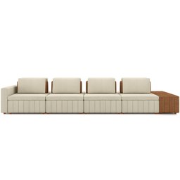 Sofá Ilha com Puff para Sala Living 465cm Amber M03 Linho Cru Couríssimo Whisky - Lyam Decor - 3