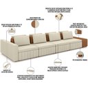 Ver imagem 4 de Sofá Ilha com Puff para Sala Living 465cm Amber M03 Linho Cru Couríssimo Whisky - Lyam Decor