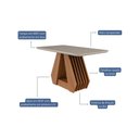 Ver imagem 2 de Conjunto: Mesa de Cozinha Ágata C/ Tampo Madeirado C/ Vidro 130x80cm + 4 Cadeiras Paola Wood