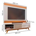 Ver imagem 3 de Rack Veneza e Painel Nilo Tv 75 Pol 200 Cm Off White Matte Freijo Colibri