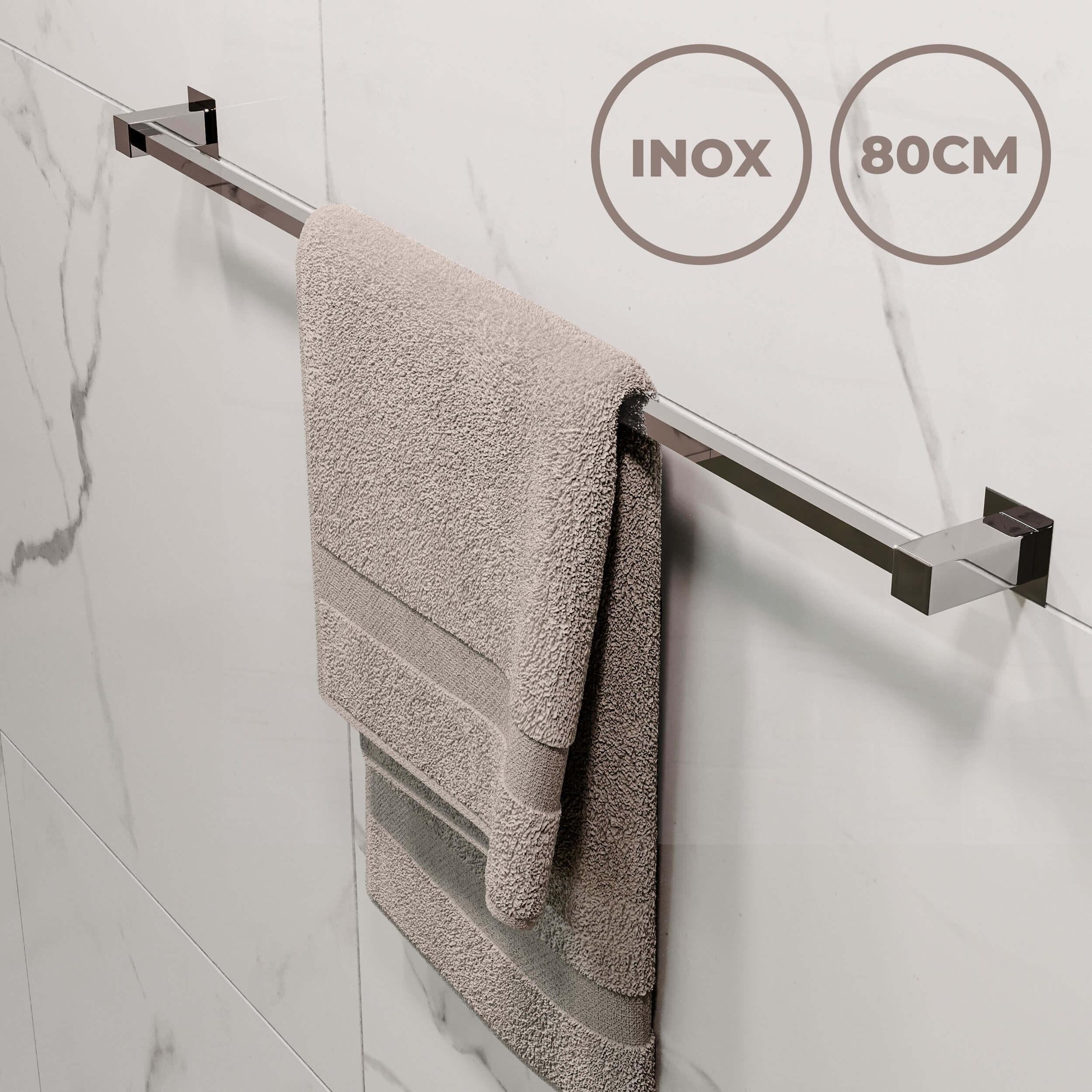 Toalheiro Inox 80cm Vinci, Porta Toalha Inox 304, Banheiro - 2
