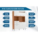 Ver imagem 2 de Cozinha Compacta Harmonia c/ 6 Portas e 2 Gavetas Avena/Grafito - Demóbile