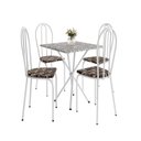 Ver imagem 2 de Conjunto Sala de Jantar Mesa Quadrada 70cm Tampo Granito com 4 Cadeiras Leia Branco/Palha/Ocre