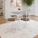 Ver imagem 1 de Conjunto sala de Jantar Mesa Quadrada 70cm Tampo Granito com 4 Cadeiras Leia