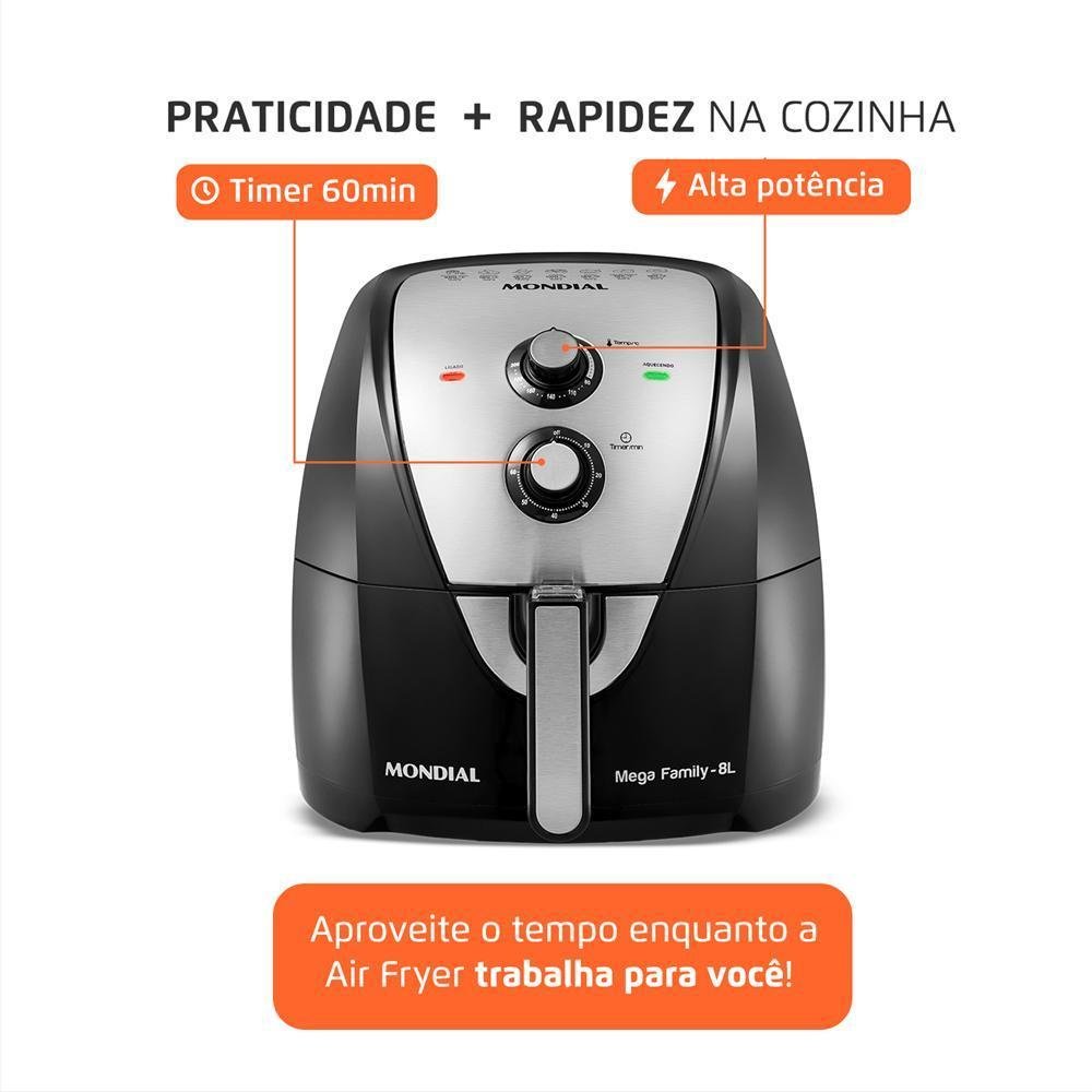 Fritadeira sem Óleo Mondial 8l 1900w Preta - Afn-80 - 127v - 4