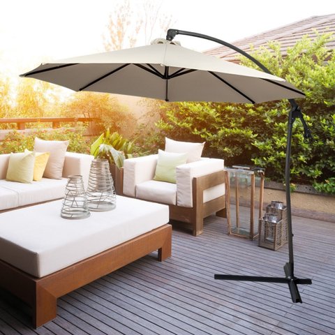 Guarda Sol Ombrelone Suspenso Luxo 3 Metros Importway Premium Branco com Base de Apoio em Cruz