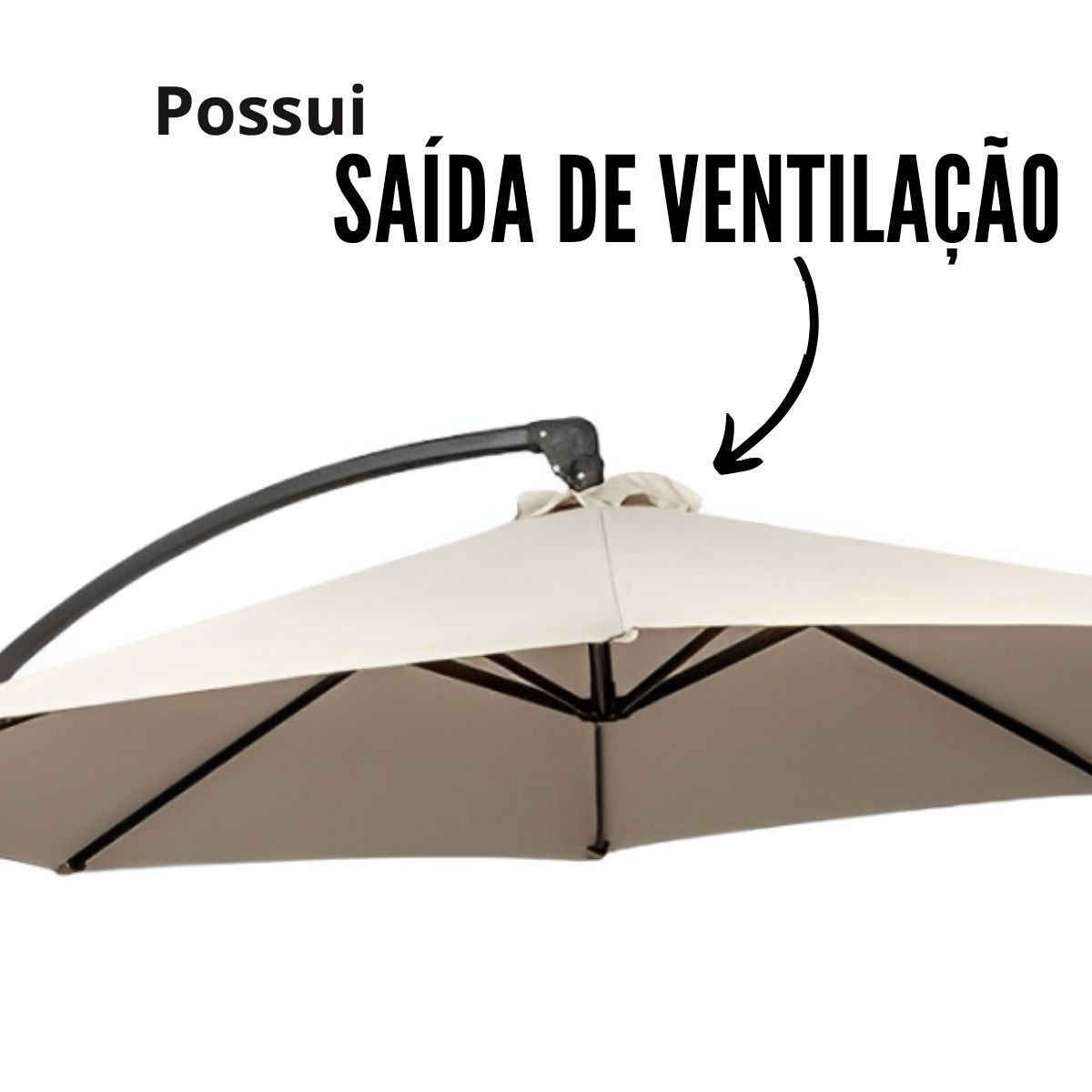 Guarda Sol Ombrelone Suspenso Luxo 3 Metros Importway Premium Branco com Base de Apoio em Cruz - 10