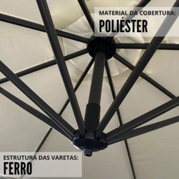 Guarda Sol Ombrelone Suspenso Luxo 3 Metros Importway Premium Branco com Base de Apoio em Cruz - 5
