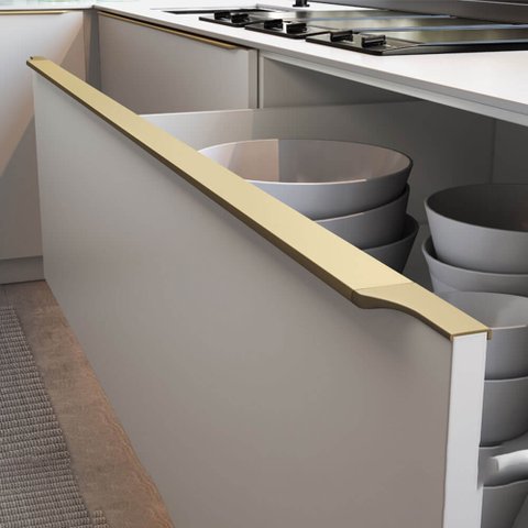 Perfil Puxador Alumínio Facetato Rm-183 Barra 03 Metros Dourado Rometal 01 Unidade