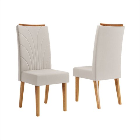 Kit com 2 Cadeiras de Jantar em MDF Encosto Bordado Giulia Cobre/Bege