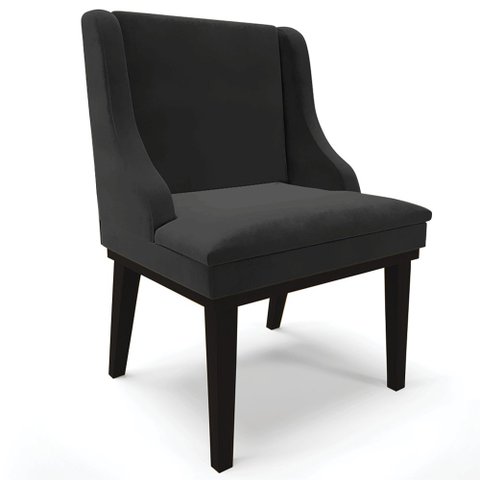 Cadeira Decorativa Sala de Jantar Base Fixa de Madeira Firenze Veludo Preto G19 - Gran Belo