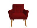 Ver imagem 3 de Kit Namoradeira + 2 Poltronas Decorativa Onix Suede Vermelho Pés Madeira Mz Decor
