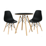 Conjunto Mesa Redonda Chanfrada Preta Eames 70cm com 2 Cadeiras Preta Eames Dsw - La Mobilia - 1