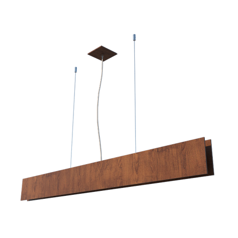 Lustre Pendente Retangular LED 24w 2700k 135cm Madeira - Imbuia