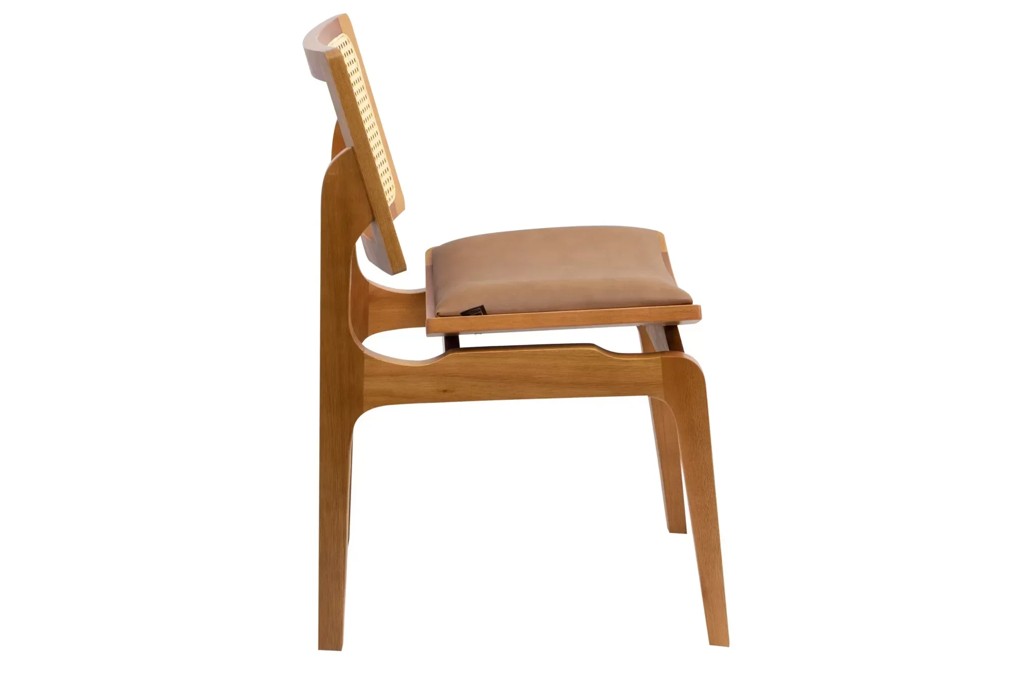Cadeira Megan Madeira Estofada Telinha Moderna Luxo Alta Decoração:Couro Ecológico Durango Kaki - 3