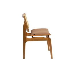 Cadeira Megan Madeira Estofada Telinha Moderna Luxo Alta Decoração:Couro Ecológico Durango Kaki - 3