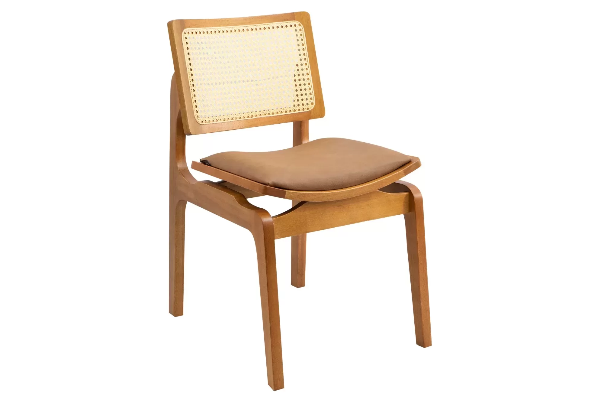Cadeira Megan Madeira Estofada Telinha Moderna Luxo Alta Decoração:Couro Ecológico Durango Kaki - 1