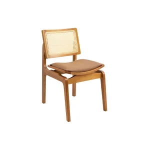 Cadeira Megan Madeira Estofada Telinha Moderna Luxo Alta Decoração:Couro Ecológico Durango Kaki