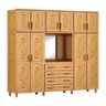 Guarda-Roupa Capelinha Casal Mel 10 Portas Espelho 4 Gavetas Maleiro Madeira Maciça de Pinus - Cavaz - 1