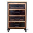 Ver imagem 3 de Gaveteiro para Escritório Estilo Industrial com 4 Gavetas - Ferro Preto e Madeira Castanheira