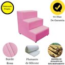 Ver imagem 4 de Escada Escadinha Pet Cachorro 3 Degraus Rampa Suede Premium:rosa