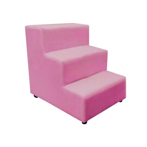 Escada Escadinha Pet Cachorro 3 Degraus Rampa Suede Premium:rosa