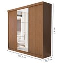 Ver imagem 3 de Guarda-roupa Casal 3 Portas de Correr 4 Gavetas e 3 Espelhos Barcelona - Freijó