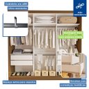 Ver imagem 4 de Guarda-roupa Casal 3 Portas de Correr 4 Gavetas e 3 Espelhos Barcelona - Freijó