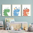 Ver imagem 2 de Kit 3 Quadros Dinossauros Coloridos Quarto Menino Infantil Bebê