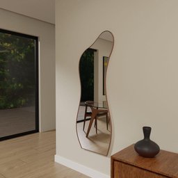 Espelho Orgânico 115cm X 60cm E18 Moldura Couro Caramelo Luxo Quarto - 1 Espelho Orgânico 115cm X 60cm E18 Moldura Couro Caramelo Luxo Quarto - 1