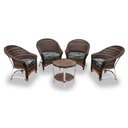 Ver imagem 1 de Conjunto de Poltronas Fibra Sintética Bali Alumínio - 4 Poltronas + 1 Mesa Centro - Tecido Palmares